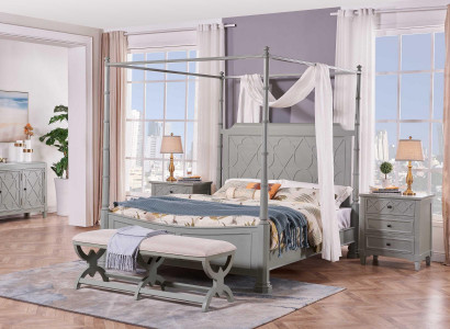 Schlafzimmer Komplett Set Landhaus Stil Modrern Bett Nachttisch 5 tlg. Neu