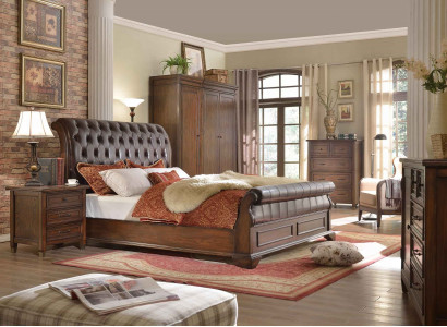 Schlafzimmer Bett Nachttische 3 tlg. Set Luxus Betten Holz Doppelbett Neu