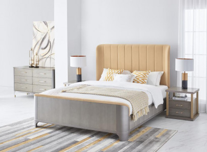 Schlafzimmer Set Bett Nachttisch Design Modern Betten Gruppe Leder 3 tlg.