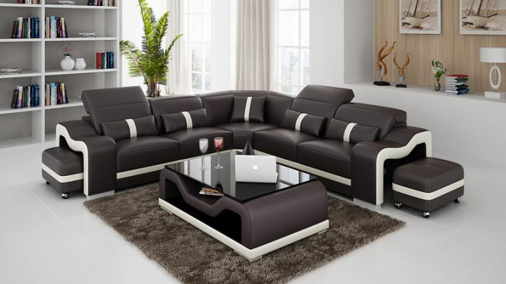 Desing Ecksofa Sofa Couch Leder Eck L Form Wohnlandschaft Polster Eckgarnitur