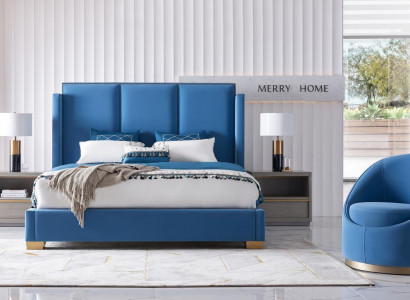 Royal Blue Bett Doppel Schlafzimmer Betten Textil 180x200 Luxus Hotel