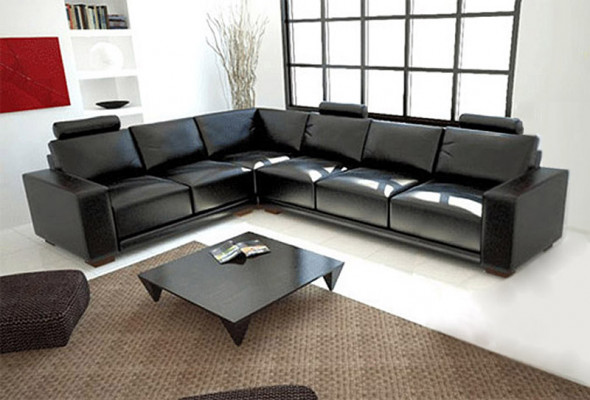 Ledersofa Couch Wohnlandschaft Ecksofa Eck Garnitur Design Modern Sofa A1121B