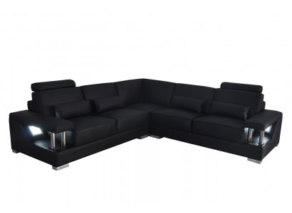 Ledersofa Couch Wohnlandschaft Eck Deko Garnitur Design Modern Sofa L-Form