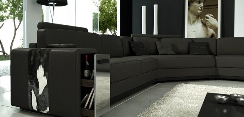 Ledersofa Ecksofa Sofa mit USB Polster Designer Eckgarnitur Wohnlandschaft LimaS