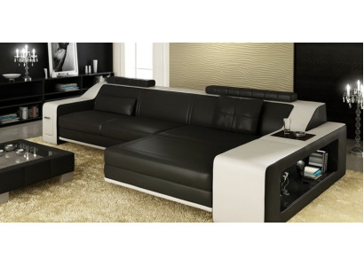 Design Ecksofa Sofa mit USB Polster Sitz Eck Garnitur Sofas Leder Textil LForm