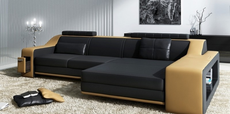 Design Ecksofa Sofa mit USB Polster Sitz Eck Garnitur Sofas Leder Textil LForm
