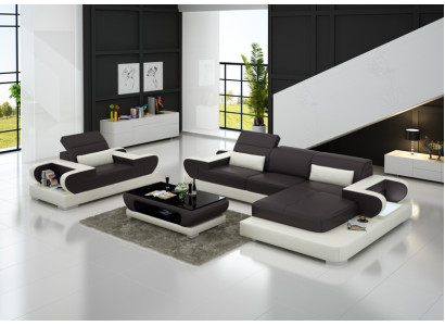 Design XXL Big Sofa Ecksofa Ledersofa Couch Sessel Polster Wohnlandschaft G8002E