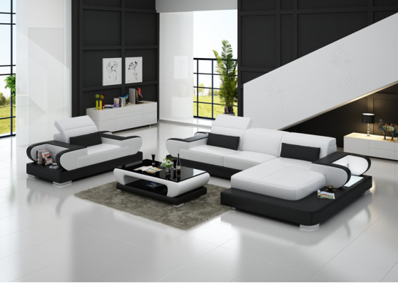 Design XXL Big Sofa Ecksofa Ledersofa Couch Sessel Polster Wohnlandschaft G8002E
