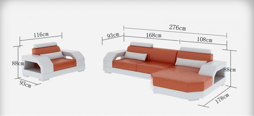 Ledersofa Couch Wohnlandschaft Ecksofa + Sessel Garnitur Design Modern LED USB