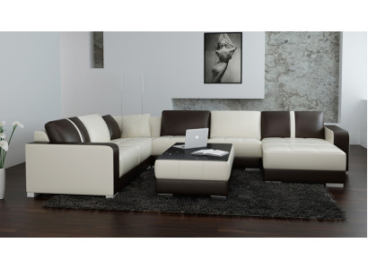 Ledersofa Couch Wohnlandschaft Ecksofa Eck Garnitur Design Modern Sofa mit USB