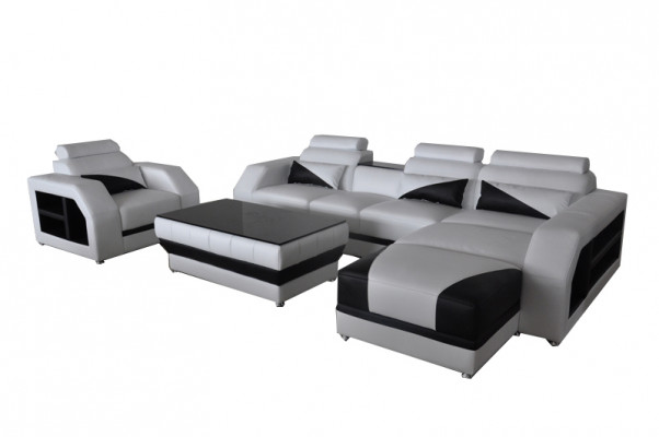 Leder Eck Sofa Garnitur Sofas Couchen Polster Wohnlandschaft Sessel Ecke