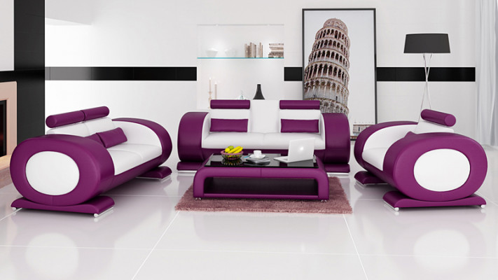 Ledersofa Moderne Couch Wohnlandschaft 3+2+1 Sitzer Garnitur Design Sofa mit USB