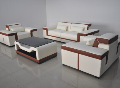 Sofa mit USB Polster Leder Couch Sitz Komplett Set Moderne Garnitur 3+2+1 Sitzer