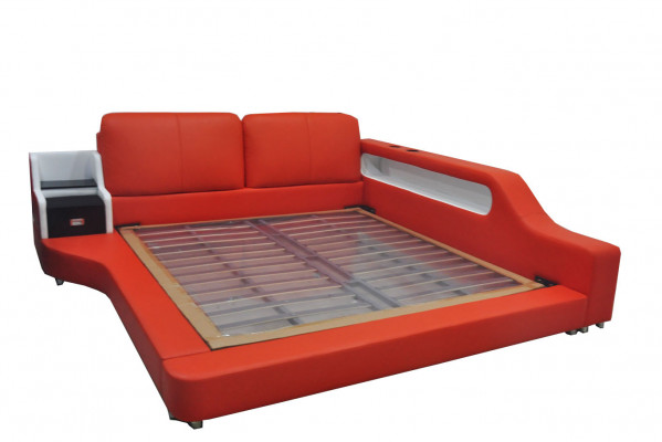 Doppel Luxus Design Leder Bett Polster Betten mit USB Hotel Multifunktion