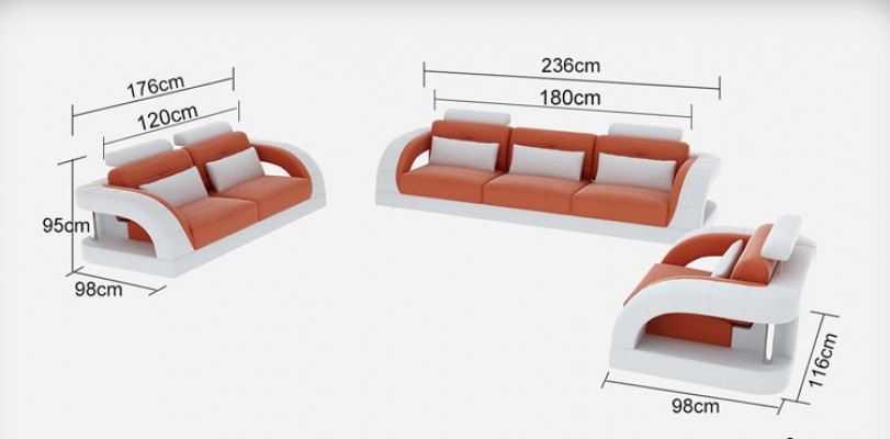 Ledersofa Couch Wohnlandschaft 3+2+1 Sitzer Garnitur Sofagarnitur Sofa G8012D