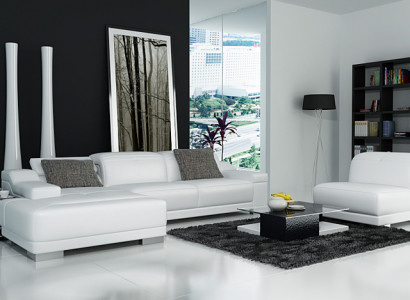 Ledersofa Sofa Couch Wohnlandschaft Ecksofa Eck Garnitur Design + Sessel K5002D