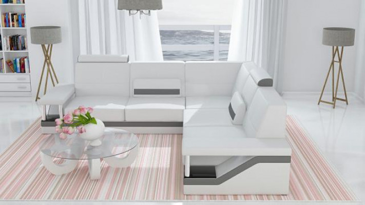 Ledersofa Eckcouch Sofa Couch Poster Eckgarnitur Sofas Stoff Leder Garnitur Neu