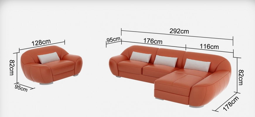 Ledersofa Couch Wohnlandschaft Ecksofa + Sessel Eck Garnitur Design Sofa mit USB