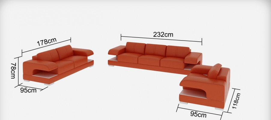 Ledersofa Couch Wohnlandschaft 3+2+1 Sofagarnitur Neu Design Modern