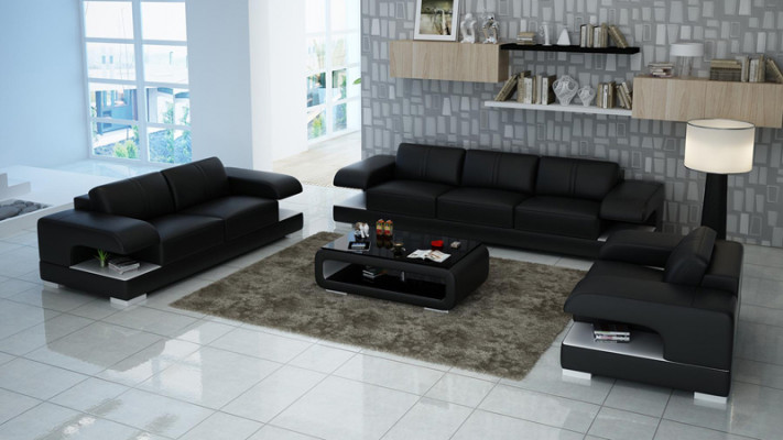Ledersofa Couch Wohnlandschaft 3+2+1 Sofagarnitur Neu Design Modern