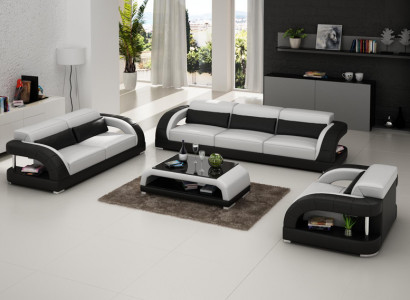 Ledersofa Couch Sofagarnitur 3+2+1 Sitzer Garnituren Design Modern Sofa Neu USB