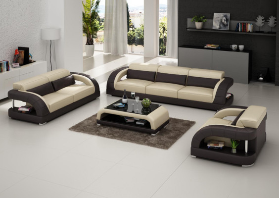 Ledersofa Couch Sofagarnitur 3+2+1 Sitzer Garnituren Design Modern Sofa Neu USB