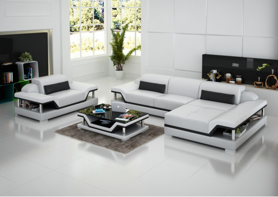 Design Ledersofa Sofa Couch Polster Eck Wohnlandschaft Garnitur Sofas Neu G8004F