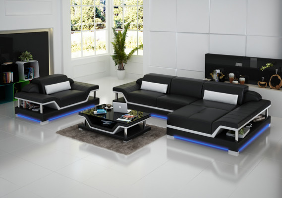 Design Ledersofa Sofa Couch Polster Eck Wohnlandschaft Garnitur Sofas Neu G8004F