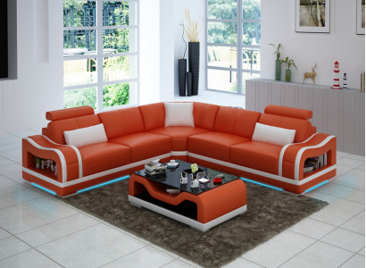 Ledersofa Sofa Couch Wohnlandschaft Ecksofa Eck Modern Design Garnitur