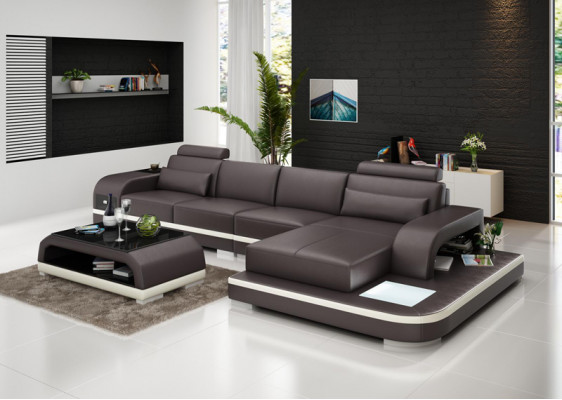 Modern Elegantes Design L-förmiges Ecksofa aus Leder für zeitlose Wohnräume