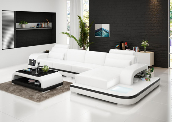 Modern Elegantes Design L-förmiges Ecksofa aus Leder für zeitlose Wohnräume