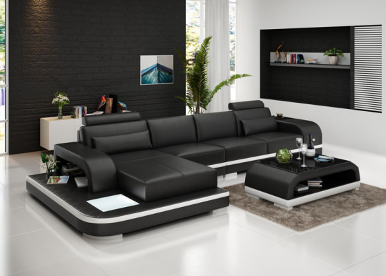 Modern Elegantes Design L-förmiges Ecksofa aus Leder für zeitlose Wohnräume