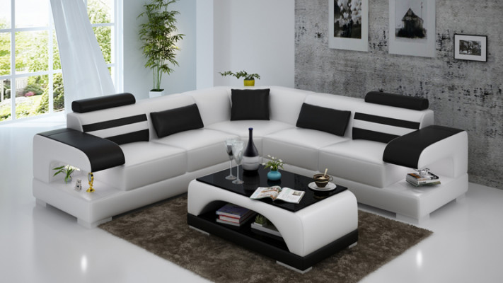 Leder Weiche Couch Wohnlandschaft Ecksofa Eck Garnitur Design Modern Sofa USB