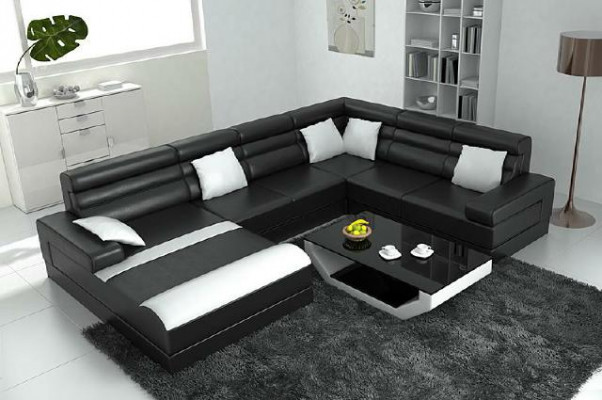Ecksofa mit USB Wohnlandschaft XXL Big Couch Polster Garnitur Eck Couchen UForm