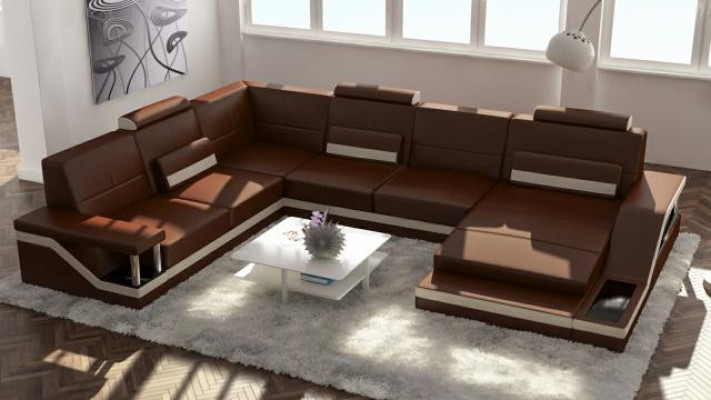 Designer Wohnlandschaft U-Form mit USB Ecksofa Polster Garnitur Eckgarnitur Sofa