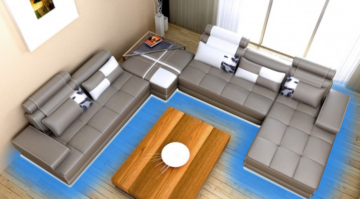 Ecksofa Sofa mit USB Wohnlandschaft Ledersofa XXL Designer Sofas Wolfhagen Grau