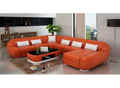 Sie den Modern Luxus Leder U-förmiges Ecksofa für Ihr Wohnzimmer