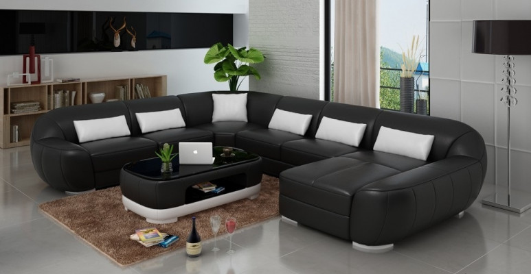 Modernes Ledersofa+ USB,Ecksofa Wohnlandschaft Sitz Polster Couch Garnitur Neu