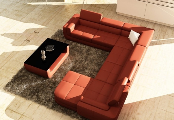 Designersofa Sitz Polster Ecke Ledersofa Wohnlandschaft Sofa mit USB Polster Neu