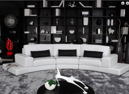 Ledersofa mit USB Wohnlandschaft Ecksofa Eck Garnitur Design Modern Sofa A1130