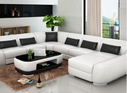 Modernes Ledersofa+USB,Ecksofa Wohnlandschaft Sitz Polster Couch Garnitur Neu