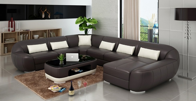 Modernes Ledersofa+USB,Ecksofa Wohnlandschaft Sitz Polster Couch Garnitur Neu