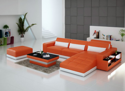 Ledersofa Couch Wohnlandschaft Ecksofa Eck Garnitur Design Modern Sofa G8019E