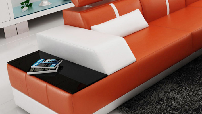 Ledersofa L-Form Couch Wohnlandschaft Ecksofa Garnitur Design Modern Sofa K5015B