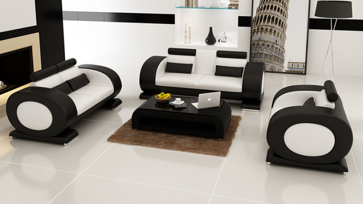 Ledersofa Couch Wohnlandschaft 3+2+1 Sitzer Garnitur Design Modern