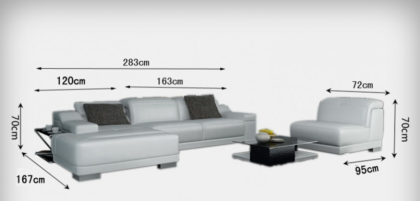 Ledersofa mit USB Sofa Couch Wohnlandschaft Ecksofa Eck Garnitur Design + Sessel