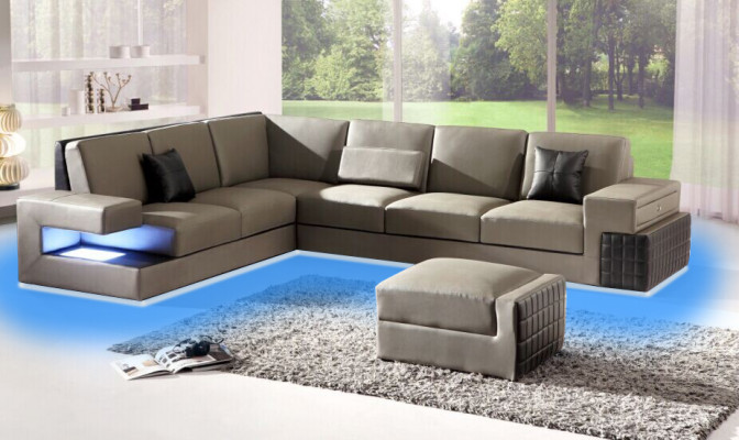 Modern Ecksofa Couch Polster Sitz Leder Design Sofa Garnitur Wohnlandschaft