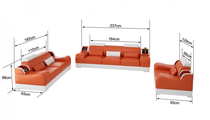 Sofagarnitur Couch Polster Sofa 3+1+1 Garnituren Design Leder 3tlg. Komplett Set