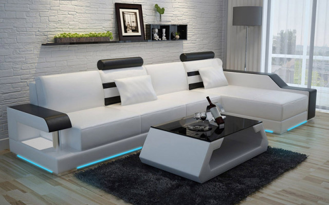Ledersofa Maßfertigung Couch Wohnlandschaft Ecksofa Garnitur Design Sofa USB Neu