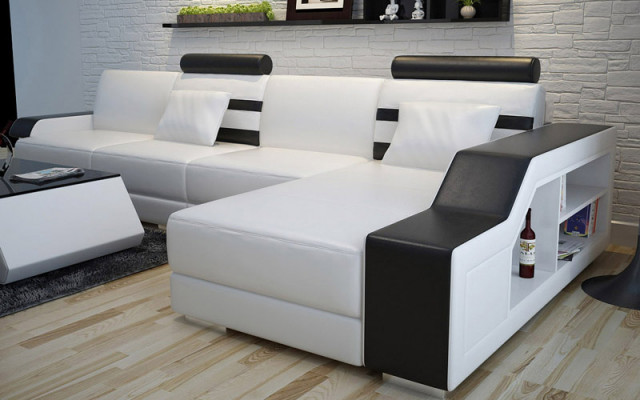 Ledersofa Maßfertigung Couch Wohnlandschaft Ecksofa Garnitur Design Sofa USB Neu